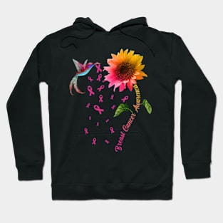 Breast Cancer Awareness Sunflower Hummingbird, Pink Ribbon Hoodie